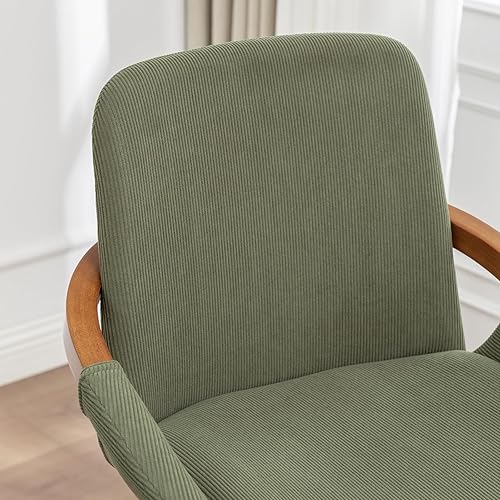 Miniatura 9 de LUNLING Taburetes de bar de altura de barra de 29.5 pulgadas, sillas de bar retro modernas de mediados de siglo, tapizado de tela de pana verde y