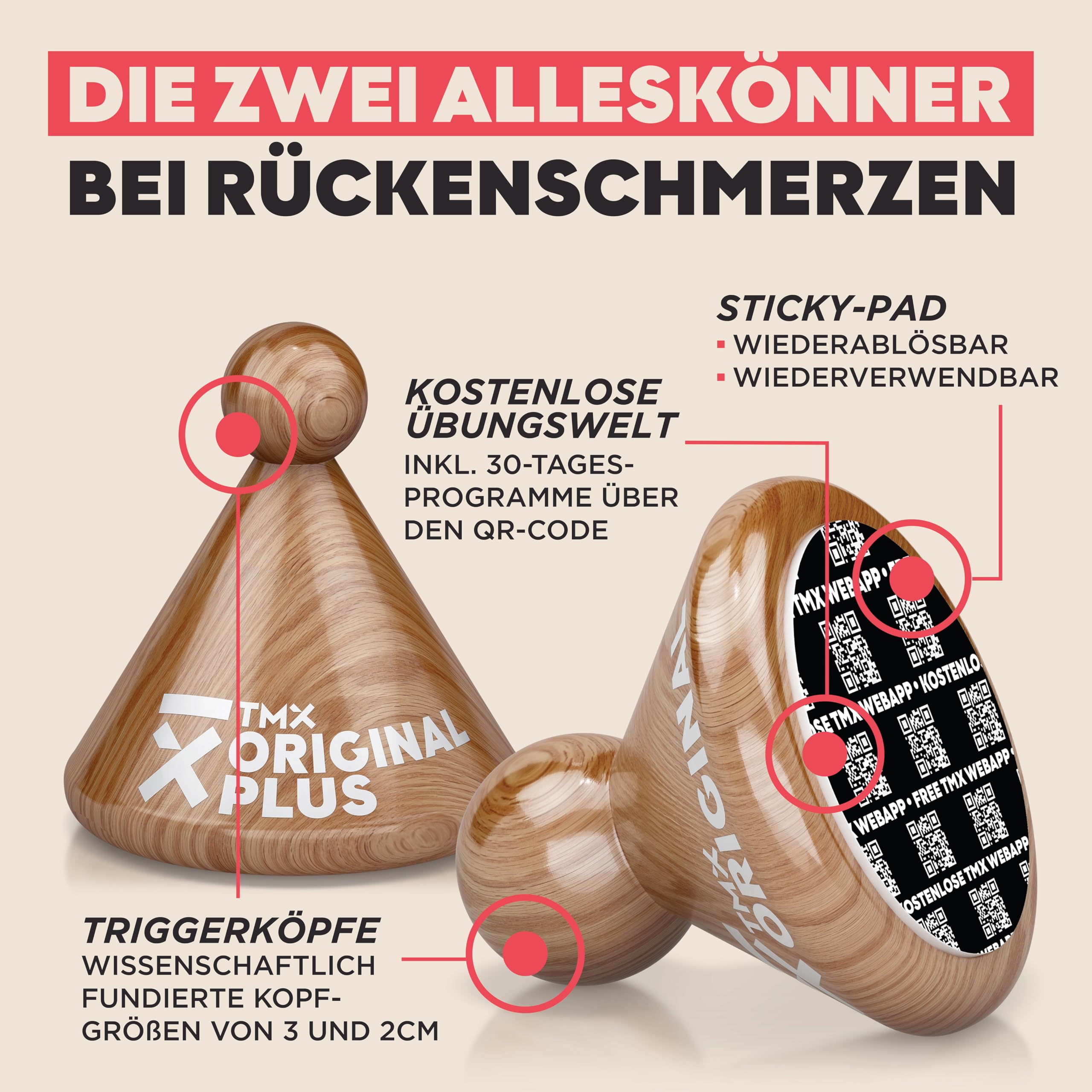 TMX® Rücken-Bundle | Massage-Set | Akupressur gegen muskuläre Rückenschmerzen | Schmerzpunktmassage | Triggerpunktdrücker | Triggerpoint-Massage | 4 Trigger-Tools in einem Set