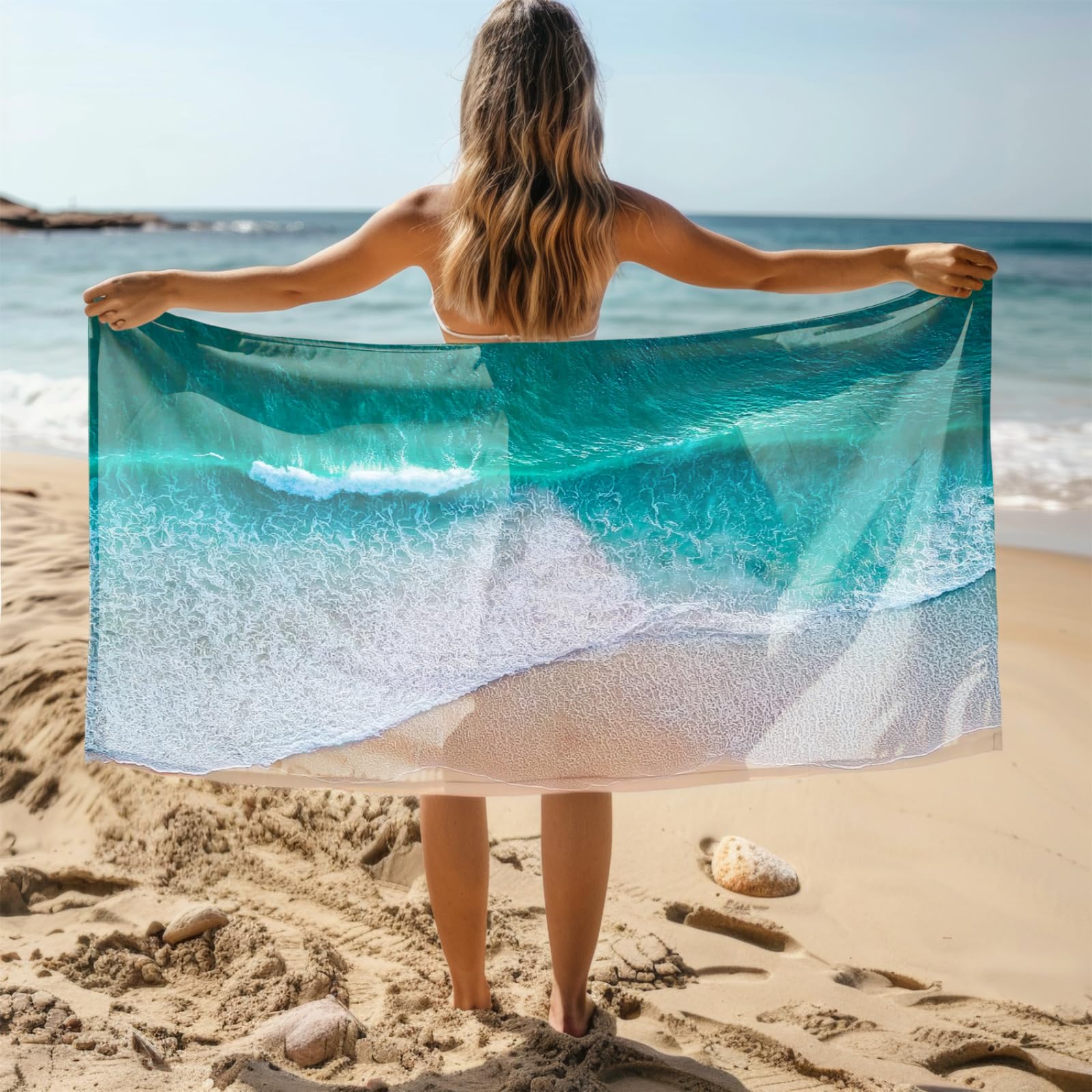 Genérico Toalla Playa 180X100 Playa del Mar Verde Grande Toallas de Piscina Grandes Anti Arena Secado Rápido Gimnasio Hombre Mujer Lavable A Máquina Regalo