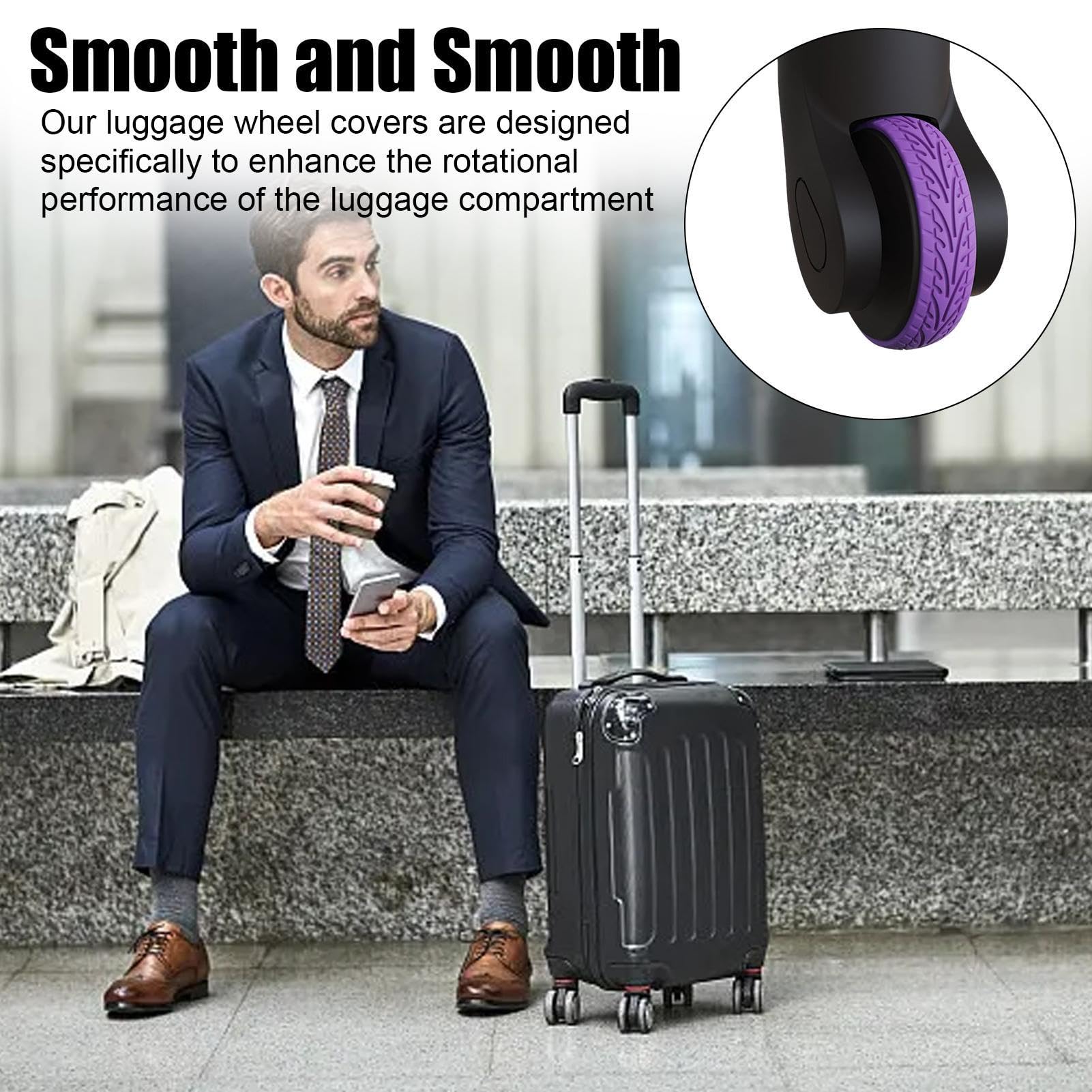 Protezione ruota bagaglio copriruota ruota bagaglio copertura ruote in | silicone 8 pezzi copertura protettiva in silicone per ruota filatore bagagli da viaggio, viola., Se référer au