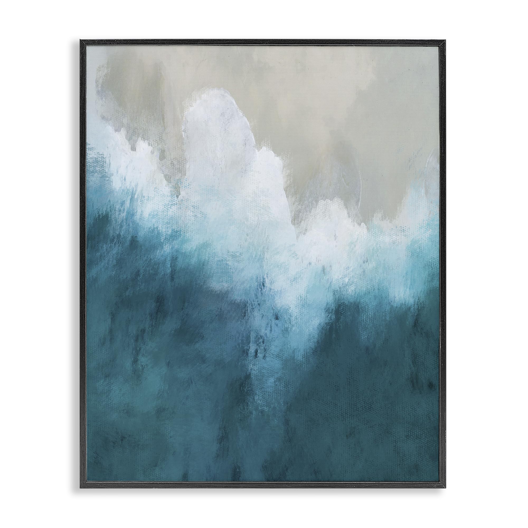 Stupell Industries Midnight Black (Textured) 'Aerial Tide Abstraction'| Framed Giclee Art