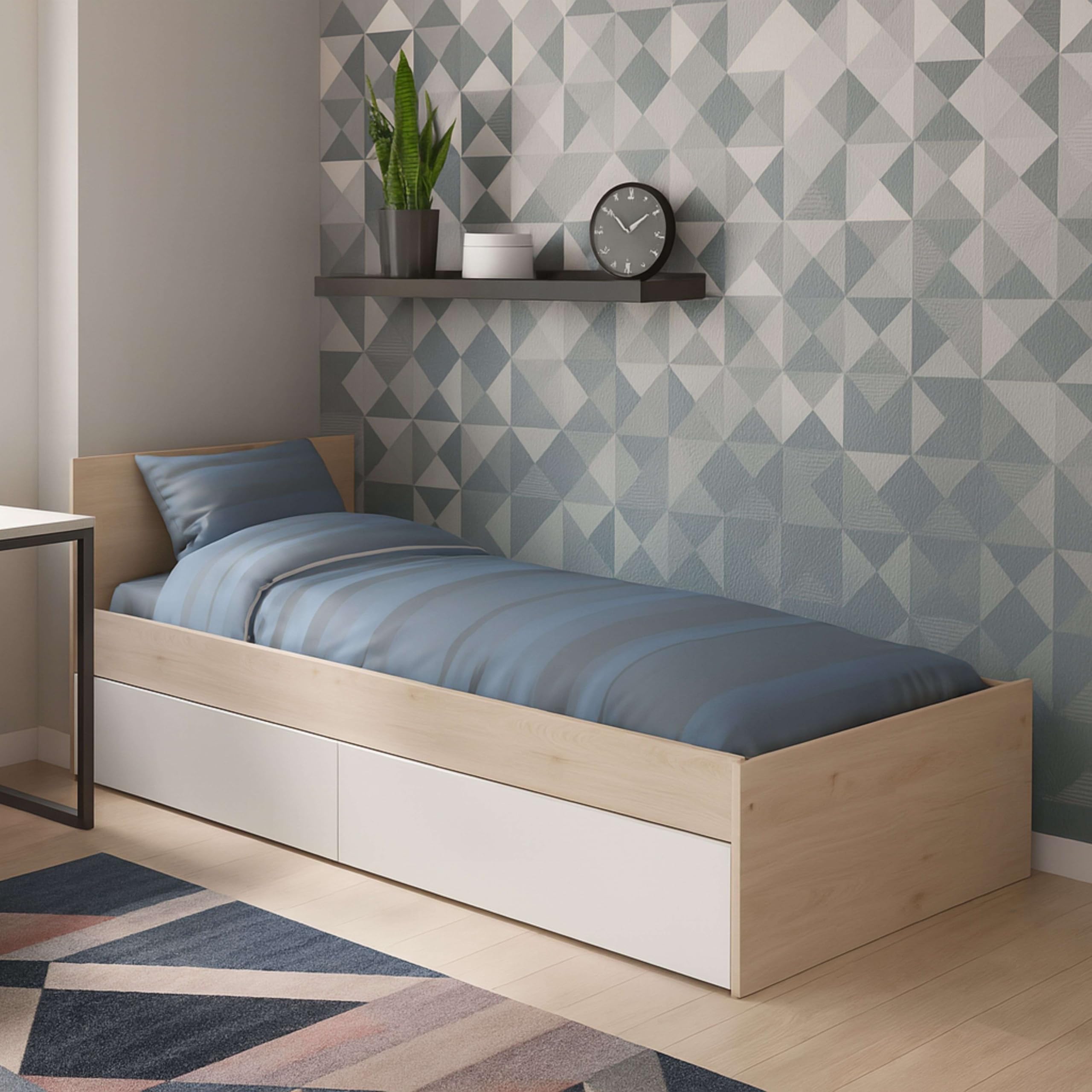 Cama Juvenil Child en color Roble Jackson con 2 cajones 90x190 cm