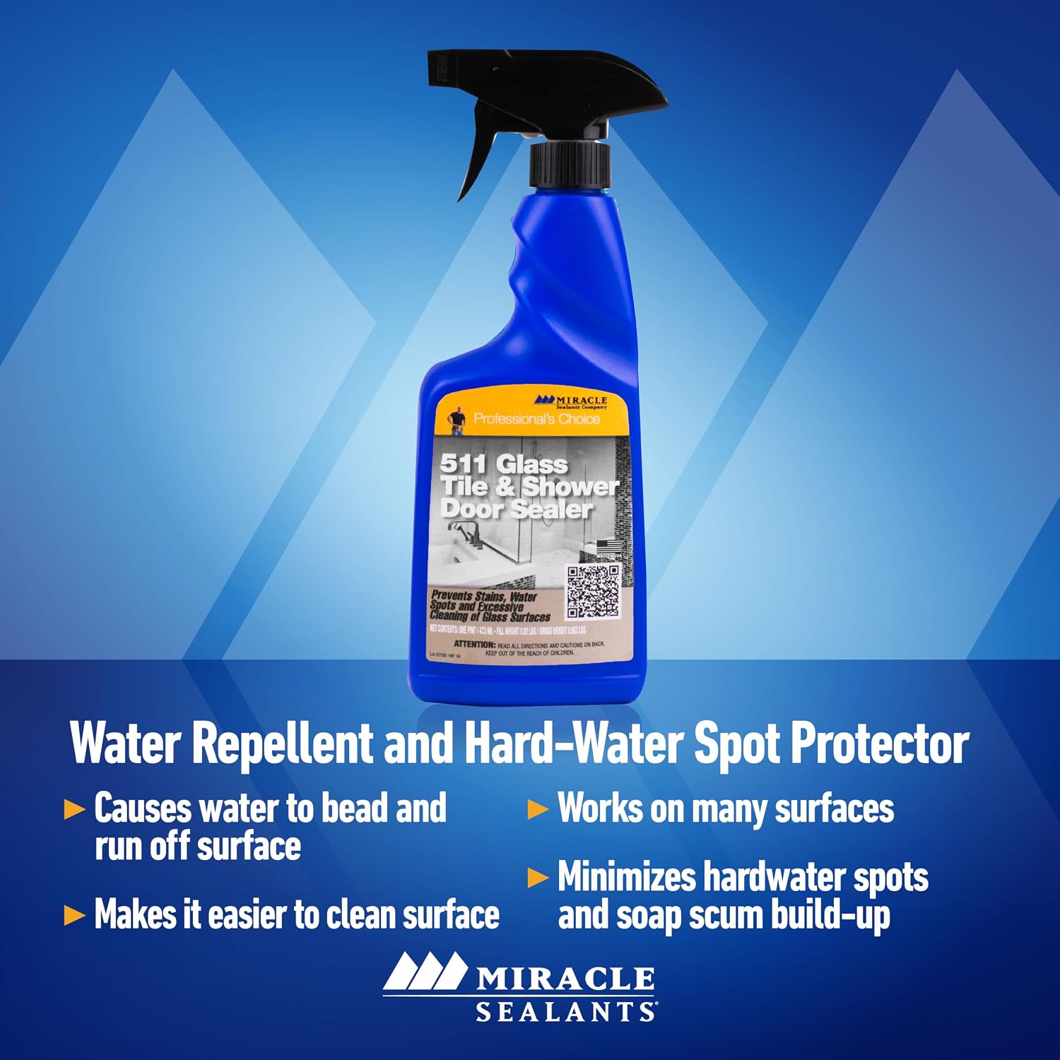 Miracle Sealants 511 Glass Tile & Shower Door Sealer Glass Surface Cleaner Spray, 16 oz