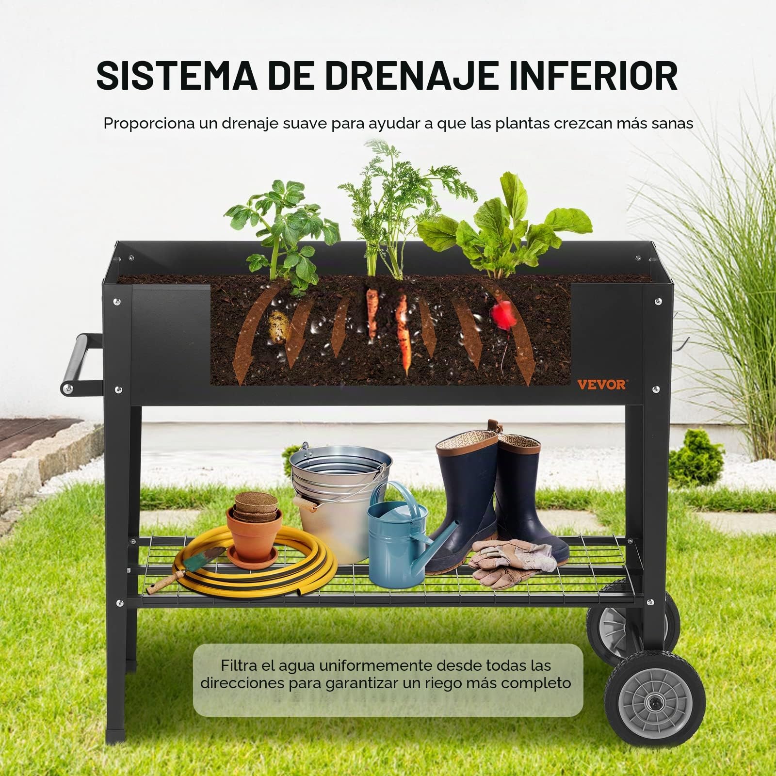 VEVOR Cama elevada de jardín, 42.5 x 19.5 x 31.5 pulgadas, caja elevada de metal galvanizado, cajas elevadas para plantar al aire libre con patas, para cultivar flores/verduras/hierbas en patio, jardí