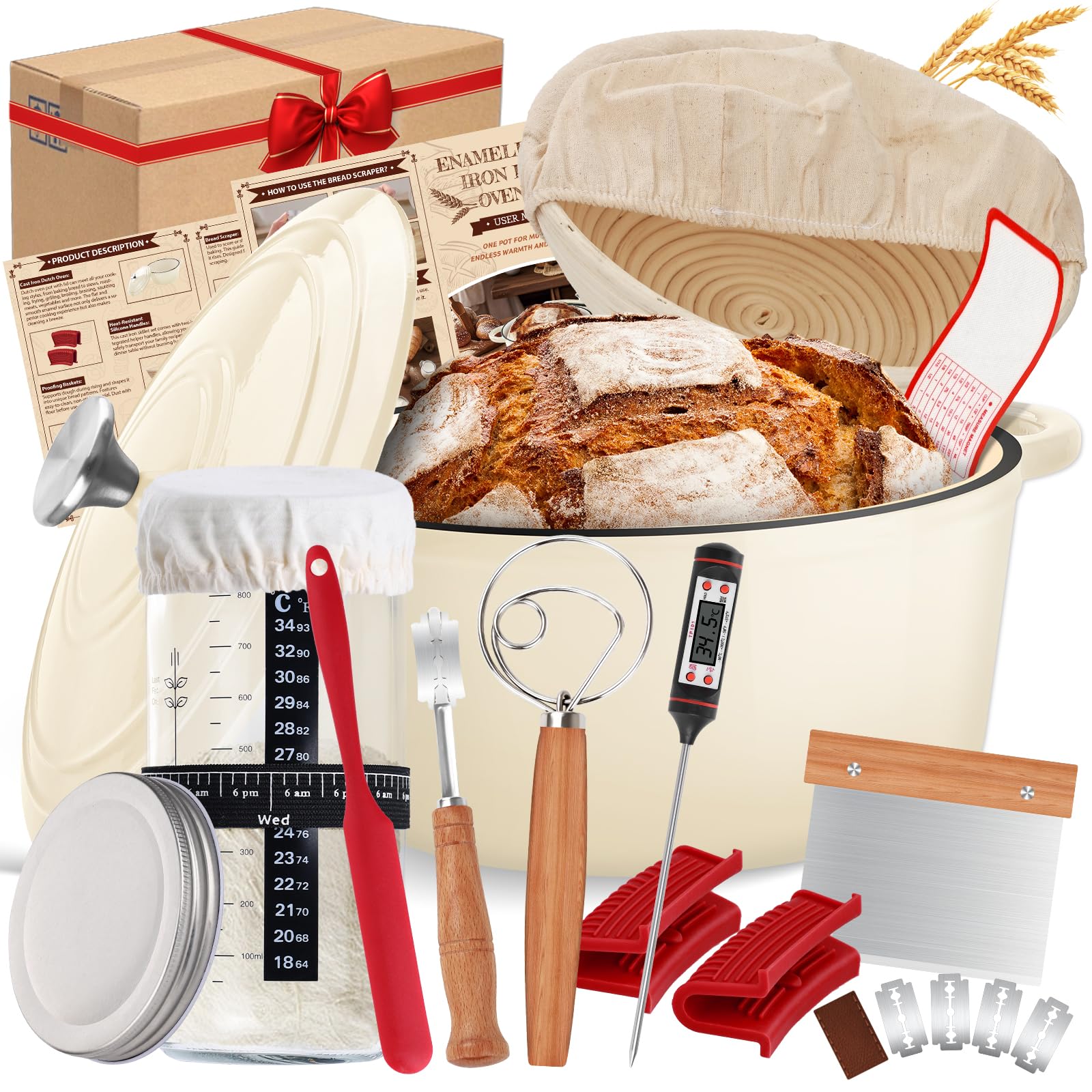 NZQXJXZ 5 qt Bread Baking Dutch Oven Set