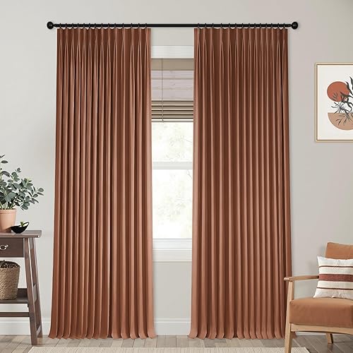 Miniatura 47 de Mrs.Naturall Cortinas Opacas Beige Crema de 96 Pulgadas de Largo Juego de 2 Paneles, 8 Pies 8 Pies Cortinas Plisadas Pinzadas Oscurecedoras de Beige