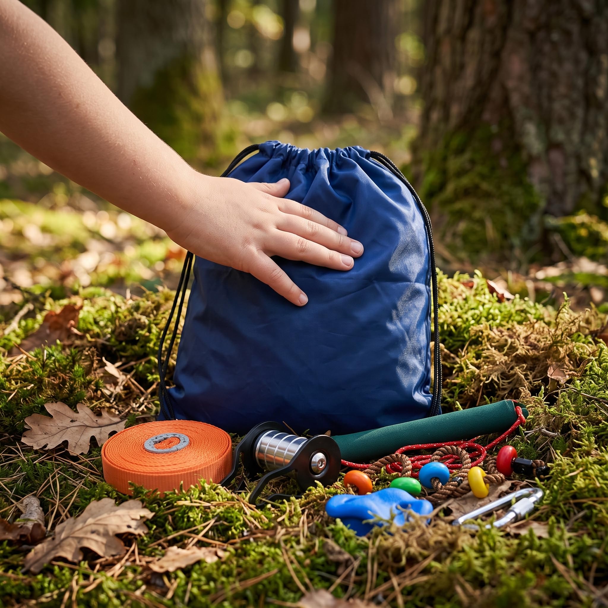 Kit Slackline per Bambini, Percorso Ostacoli da Esterno, Set Completo 7 Pezzi, Giochi da Esterno per Bambini