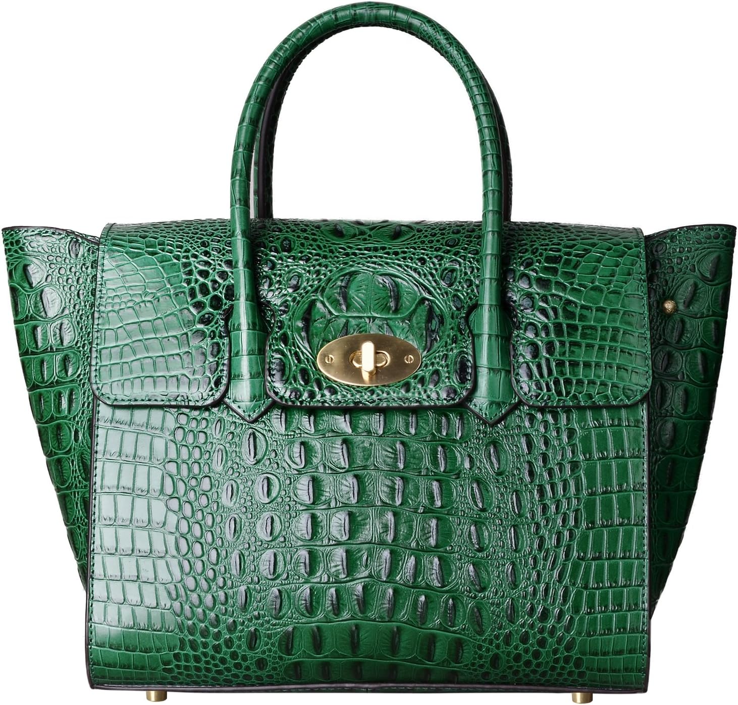 PIFUREN Fashion Women Handbags Leather Crocodile Purse Top Handle Satchel Bags C68732L(Green)