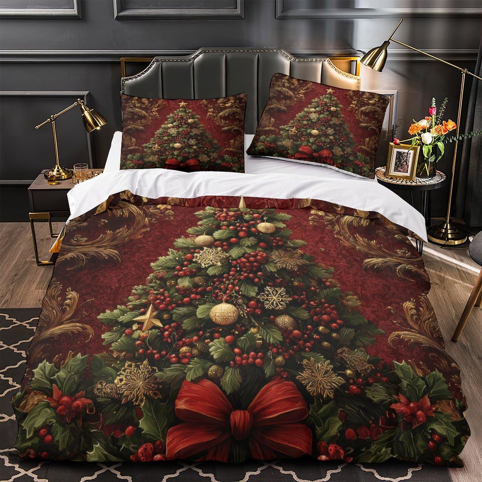 Housse de couette sapin de Noël anti-acariens pour un sommeil d'hiver sain et confortable
