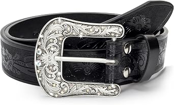 Eohak Western-Belt-for-Women-Cowgirl, PU-Leather-Waist-Belts with Vintage-Carved-Buckle and Tips-Ends for Jeans Pants Dresses