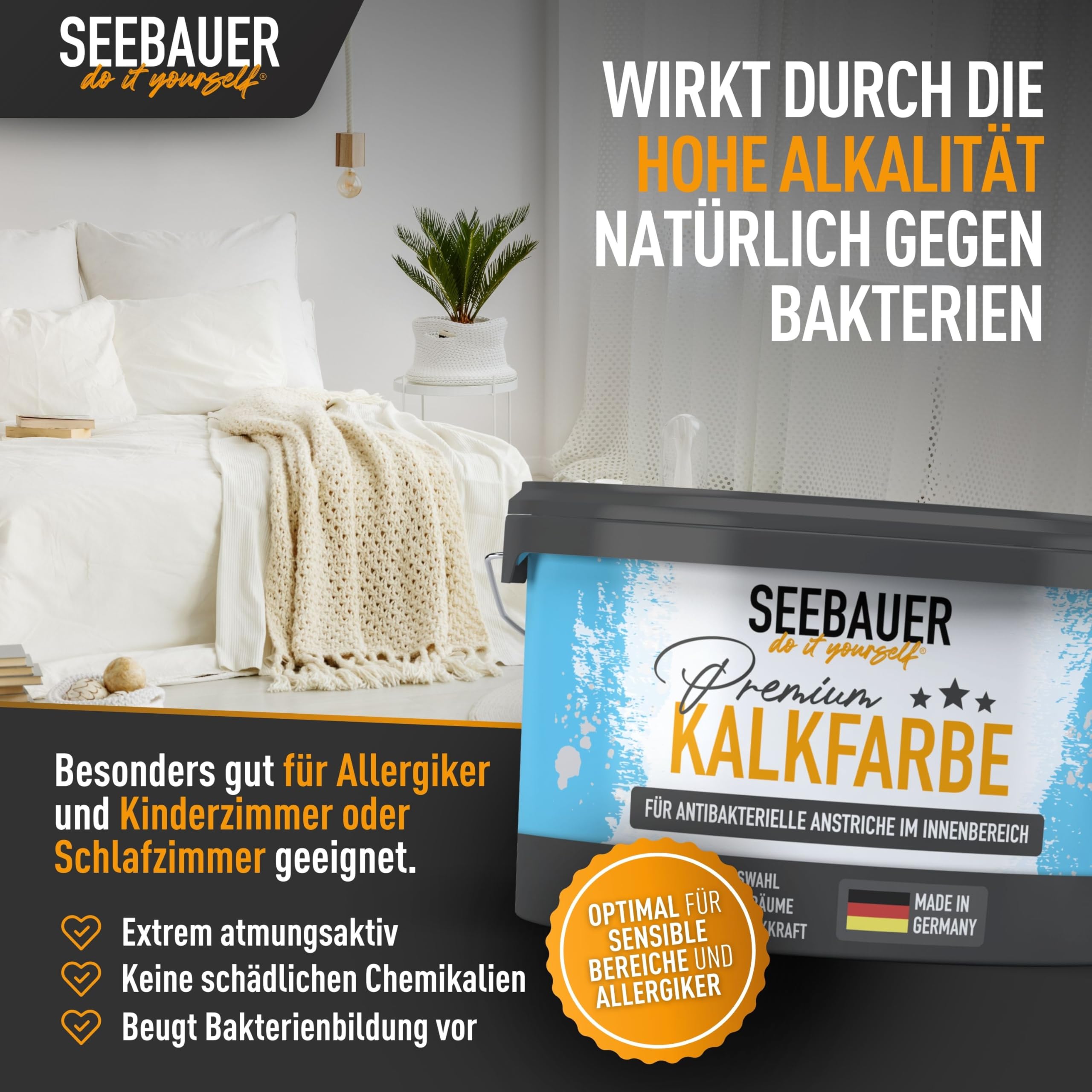 Kalkfarbe Beige für Innen 10L (No. 003 Orchid Dream) - Antibakterielle Innenfarbe für Putz, Beton & Mauerwerk - Atmungsaktive Mineralfarbe