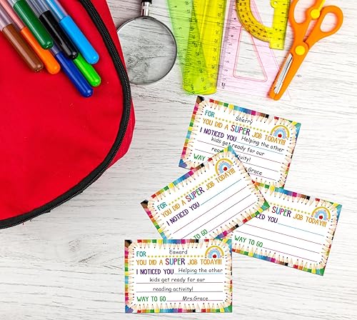 Miniatura 5 de PETCEE 50 tarjetas de buen comportamiento, tarjetas de incentivo para el aula para enviar notas de maestros a casa a los padres, correo feliz de