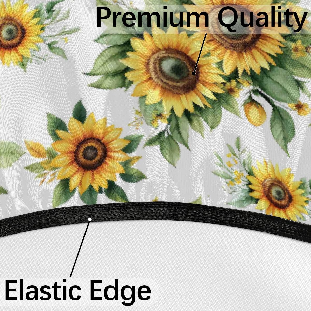 Sunflowers Outdoor Fitted Round Tablecloth with Umbrella Hole, 36"-44" Elastic Patio Table Cloth with Zipper Oil-Proof Waterproof Patio Table Cover for Picnic Party Spring Decoration