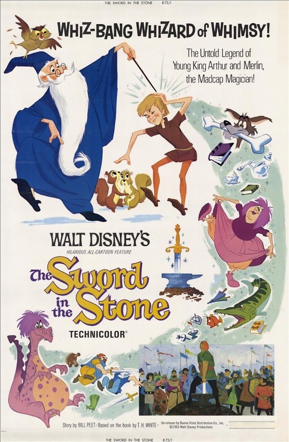 Cuadro de Merlín el Encantador Disney en tamaño pequeño con un elegante marco marrón