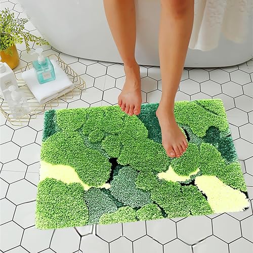 LEVINIS Alfombra de baño de musgo, absorbente, antideslizante, bohemia, bonita, de musgo, para bañera, baño, habitación de los niños, guardería, 24