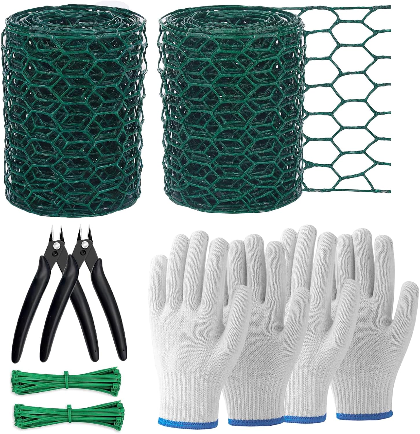 Floral Chicken Wire, Chicken Wire for Floral Arrangements for Reinforce Fencing 4 x 118 Inch Hexagonal Galvanized Mesh Fence with Gloves Ties & Cutter