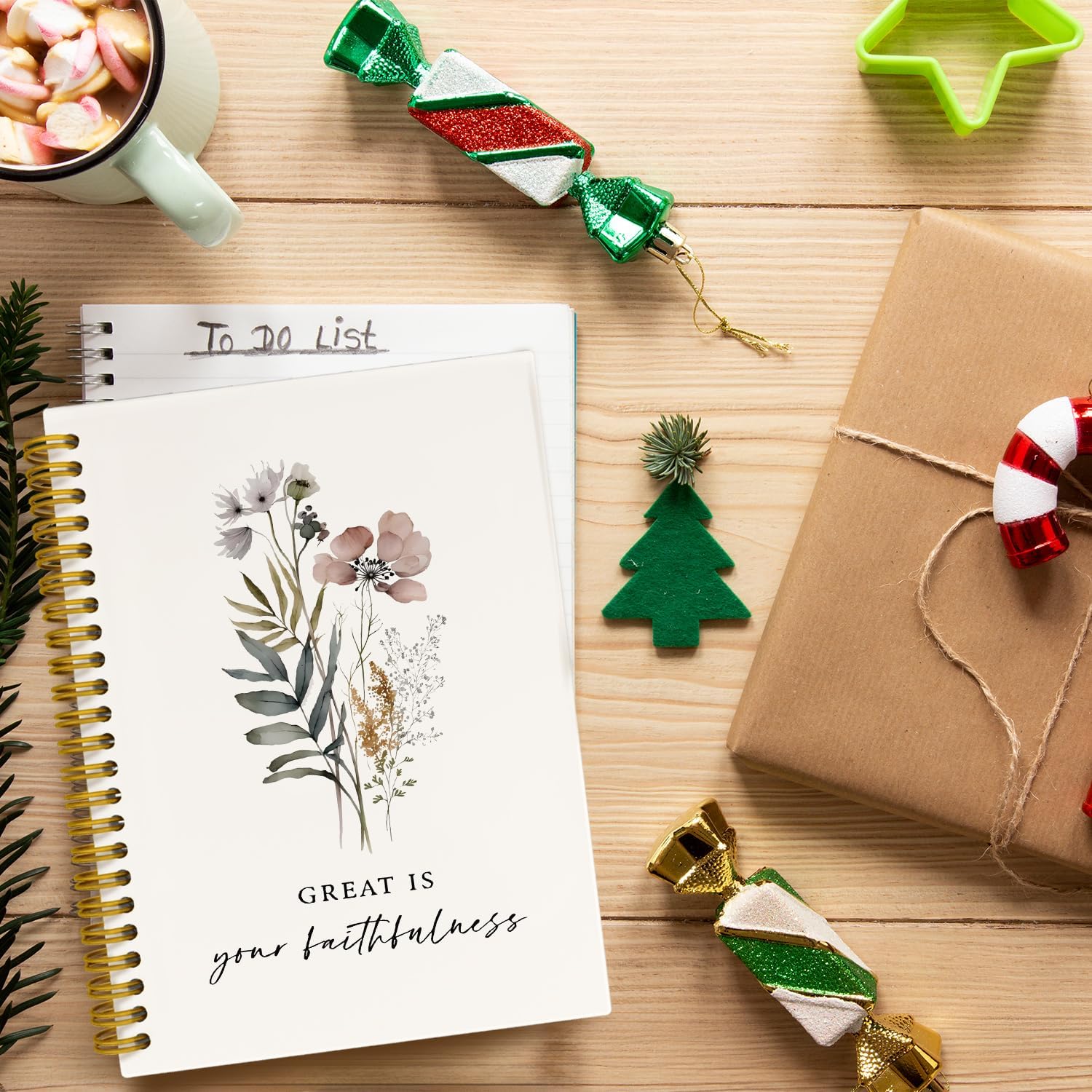 Christian Bible Journaling Notebooks, Great Is Your Faithfulness Spiral Notebook, Christian Notebook Prayer Journal for Women, Scripture Hardcover Spiral Notebook College Ruled 5.5 x 8.3 - Image 3