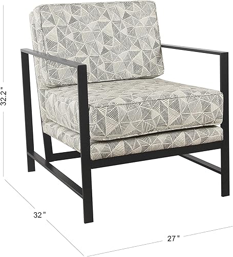 Miniatura 2 de HomePop Silla decorativa moderna con marco de metal, decoración del hogar Homepop, sillas decorativas para sala de estar y dormitorio, líneas grises