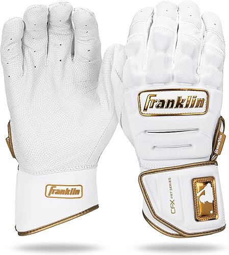 Franklin Sports MLB - Guantes de bateo CFX Pro PRT resistentes protectores de béisbol + softbol - Guantes de bateo de cuero reforzado acolchados