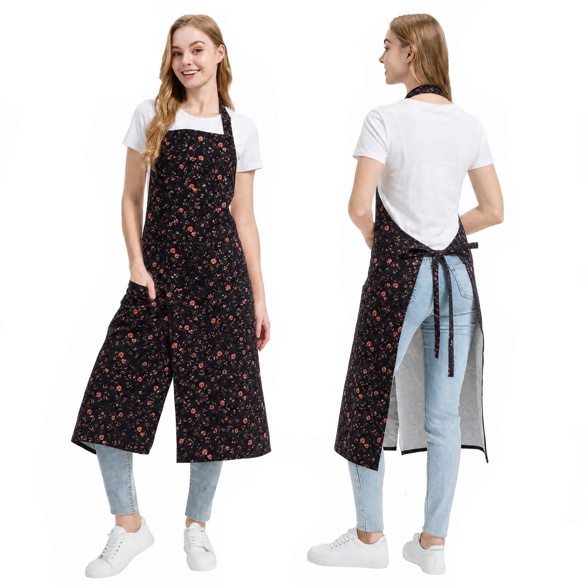 Molaxhome Grembiule diviso con tasche, grembiule unisex con cinghia regolabile per la cucina in ceramica