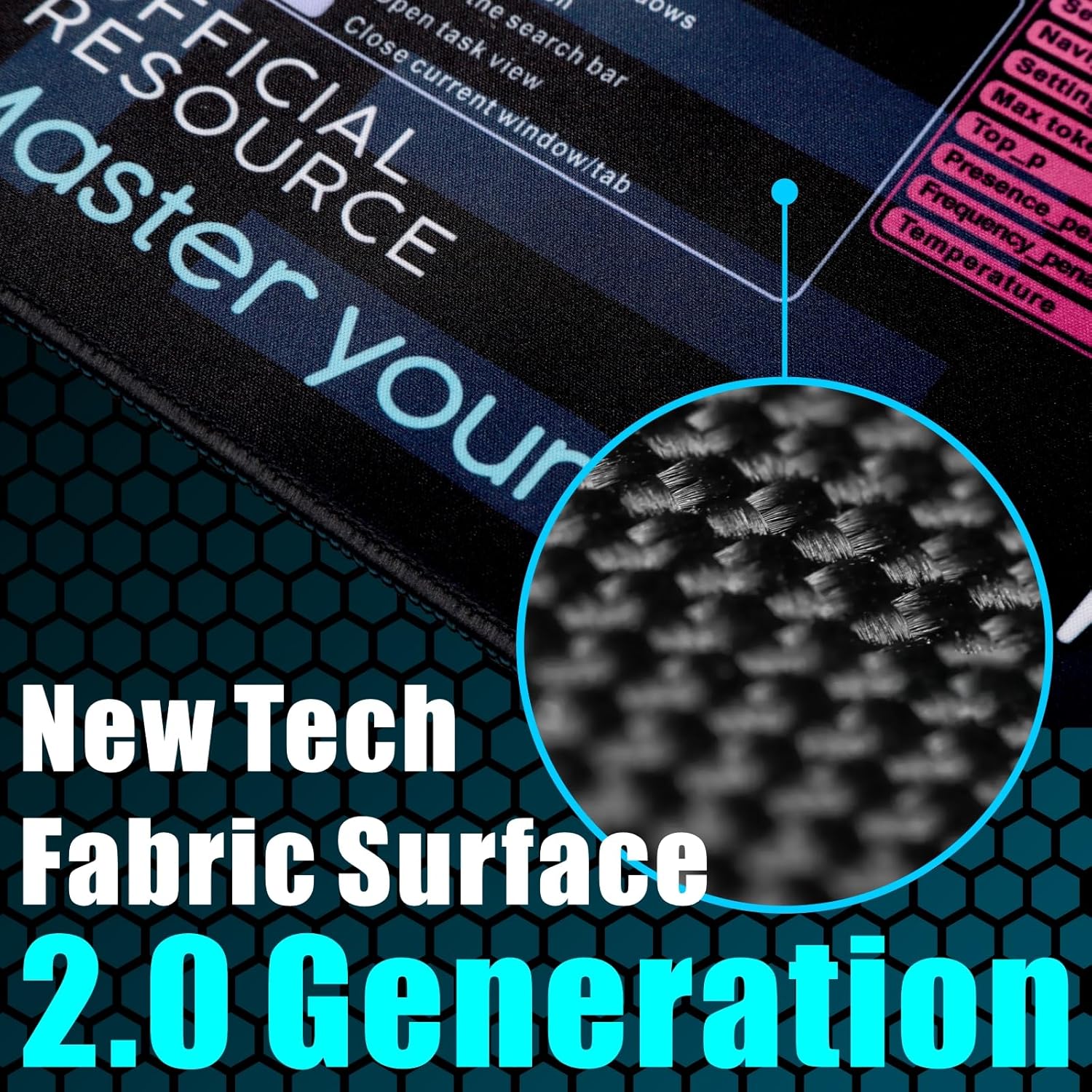 Excel Shortcut Keys Mouse Pad|Excel Cheat Sheet Desk Pad - Large XL Cheat Sheet Gaming Mouse pad | PC Office Spreadsheet Keyboard Mat | Non-Slip Stitched Edge (Black) - Image 3