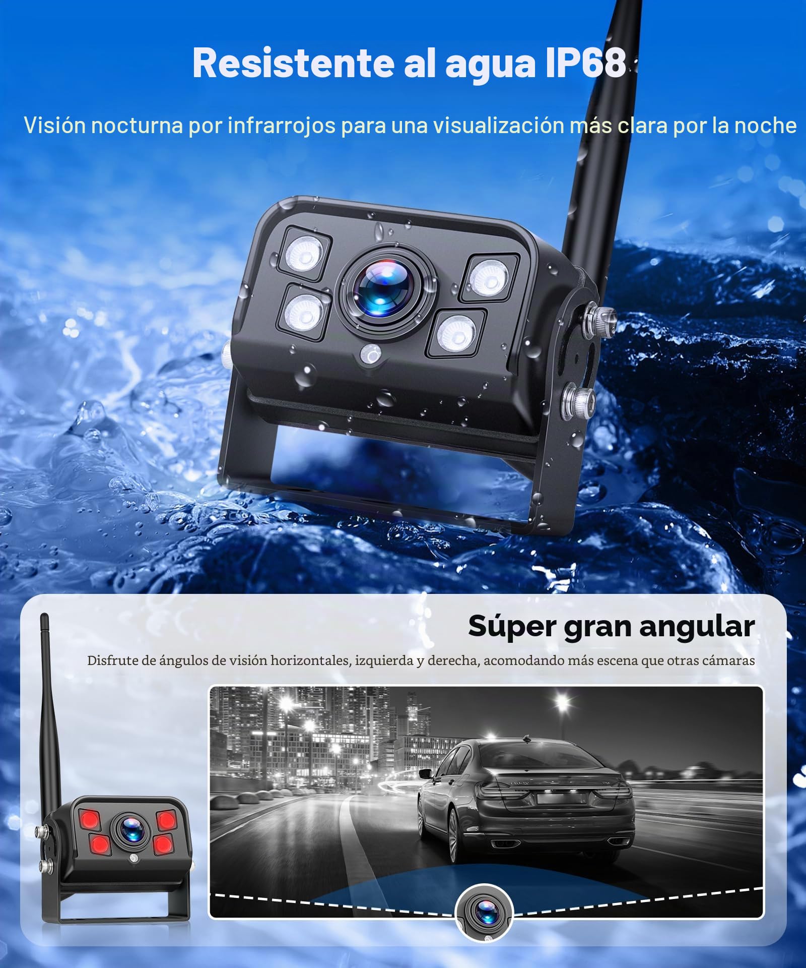 Hodozzy 2 Cámaras de Visión Trasera Inalámbricas Digitales con Monitor IPS de 9 Pulgadas,Cámara de visión Trasera Resistente al Agua IP68,Visión Nocturna por IR,Cámara DVR 720P para Camión/RV