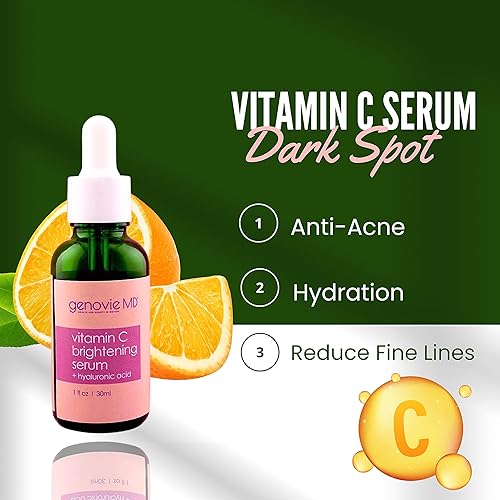 Miniatura 2 de Genovie MD Skin Renewal Serum Set para rostro con suero de vitamina C, suero hialurónico y suero de retinol, sueros faciales para reafirmar e