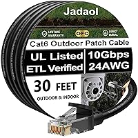 Vista 22 de Cable Ethernet Cat 6 de 50 pies, para exteriores e interiores de 10 Gbps compatible con red Cat7, cables de conexión LAN RJ45 de Internet, cable