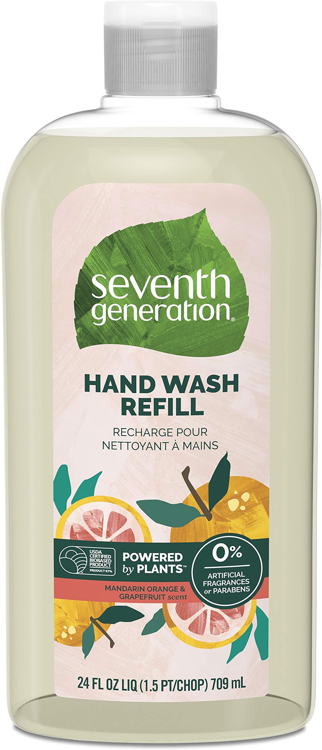 Seventh Generation Hand Wash Refill, Mandarin Orange & Grapefruit scent, 24 fl oz(Pack of 1)