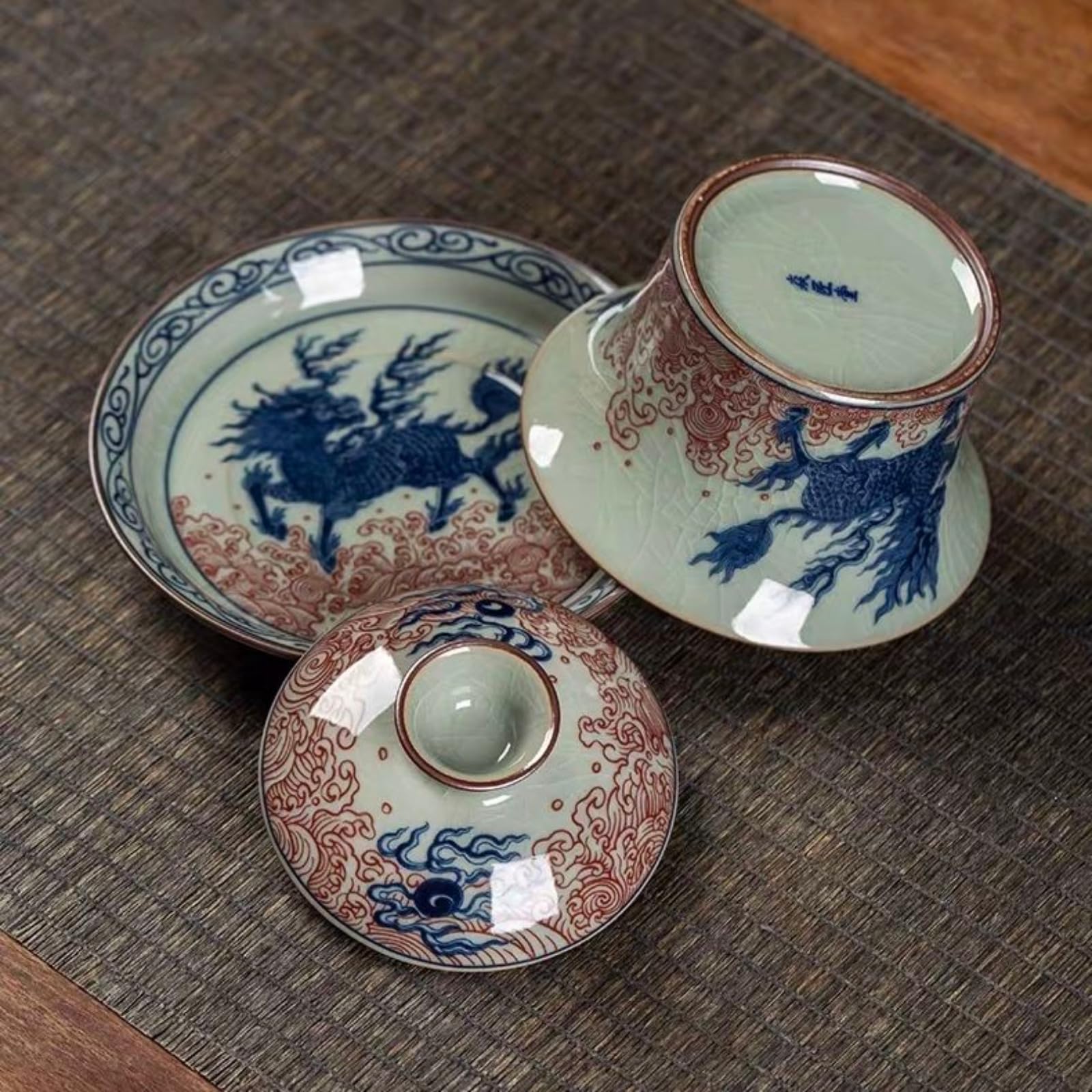 Ceramiczny ręcznie rysowany Gaiwan, 145 ml, chiński styl antyczny zestaw do herbaty Kung Fu odporna na ciepło miska do herbaty