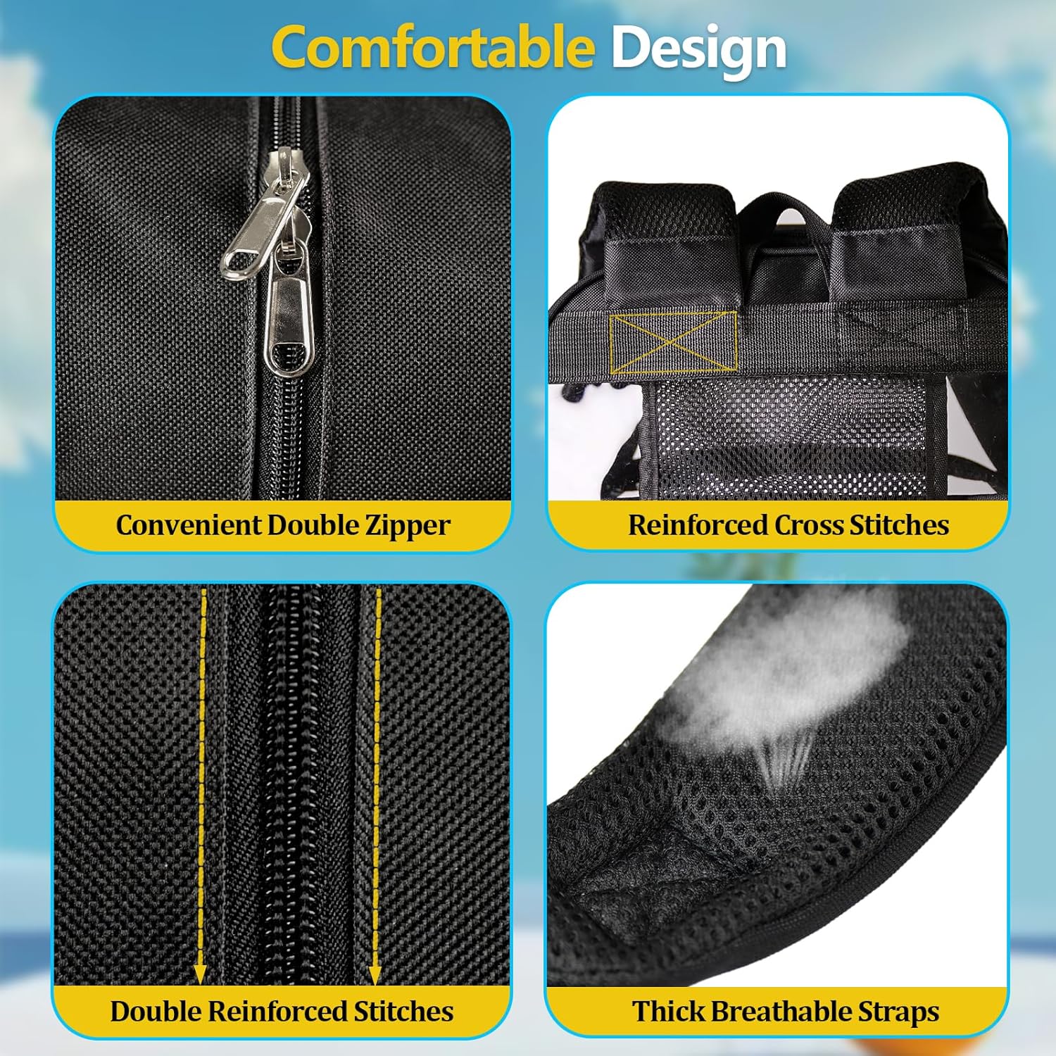 BrillaraSymn Heavy Duty Clear Backpack, Sturdy Fabric Clear Bookbag for School, Transparent PVC & Oxford Backpacks with Privacy Pocket for College Work Travel Security, Black - Image 5