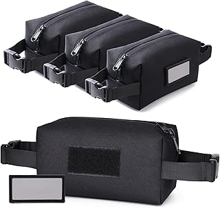 4-Pack Ammo Bag, Casluhim Loose Ammo Pouch with Snap Handle & ID Patches, Ideal for Ammo Storage with Ammo Can and Box, Fit into or Hung on Range Bag, Rifle Bag, Black