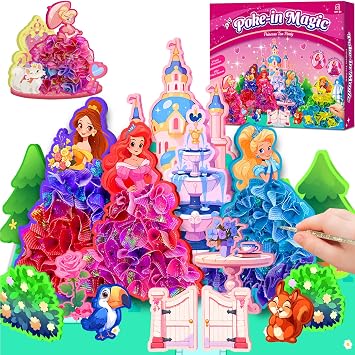 Popping Magic Princess Christmas Birthday Gift for 3 4 5 6 7 8 9 Years Old Girls, No Mess Girl Toys 6-8 Years, DIY Arts and Crafts, for 4-6 Years Kids, Creative Activity Travel Toy