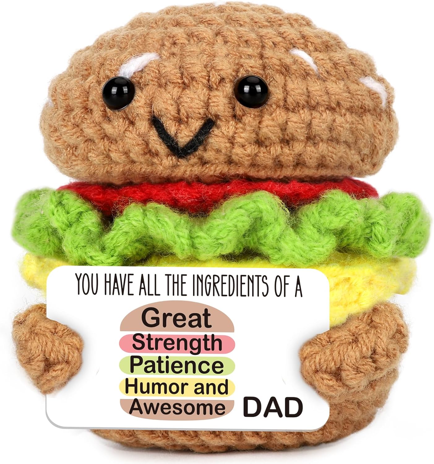 Mini Gifts for Dad Birthday Handmade Crochet Burger Birthday Gift for Father Hasband New Daddy Step Bonus Dad Papa First Time Father in Law Valentines Thank You Ideas Gifts from Daughter Son Wife - Image 9