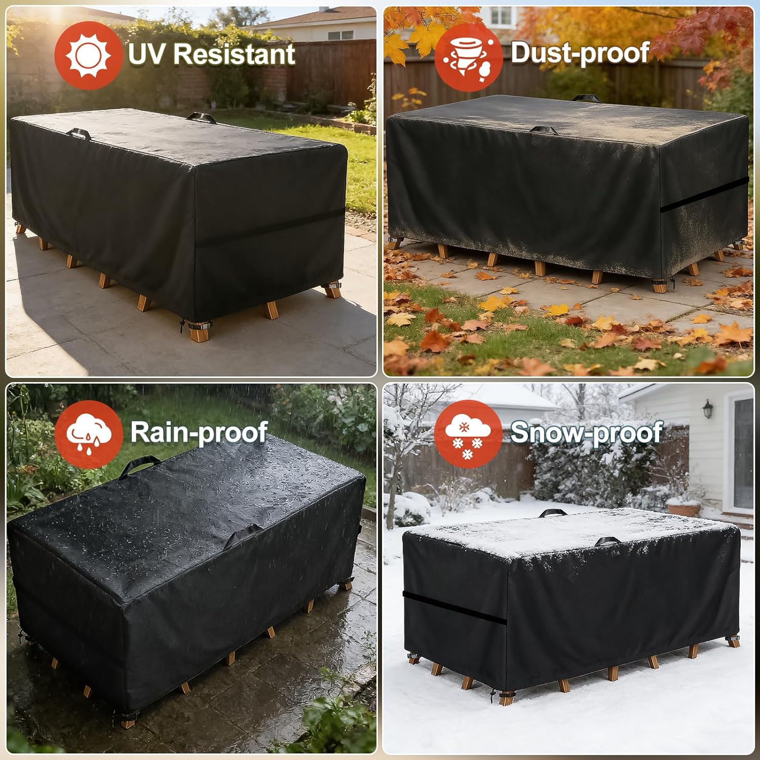 LBTING Patio Furniture Cover, Outdoor Table Chair Sofa Desk Covers 89L x 59W x 28H Inches, 420D Waterproof Windproof Dust-proof UV-Resistant Furniture Cover - Black
