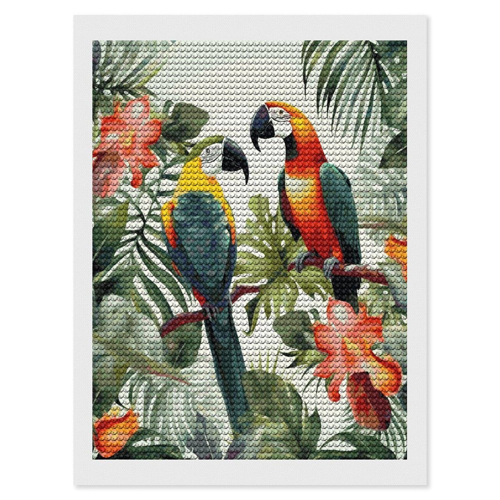 JTREHY Toucans Parrot Palm Tree Leaves Diamond Art Kits Personalized DIY Round Diamond Painting Kits for Beginner Full Drill Diamonds Dots Paintings for Adults Gem Art Crafts Home Decor
