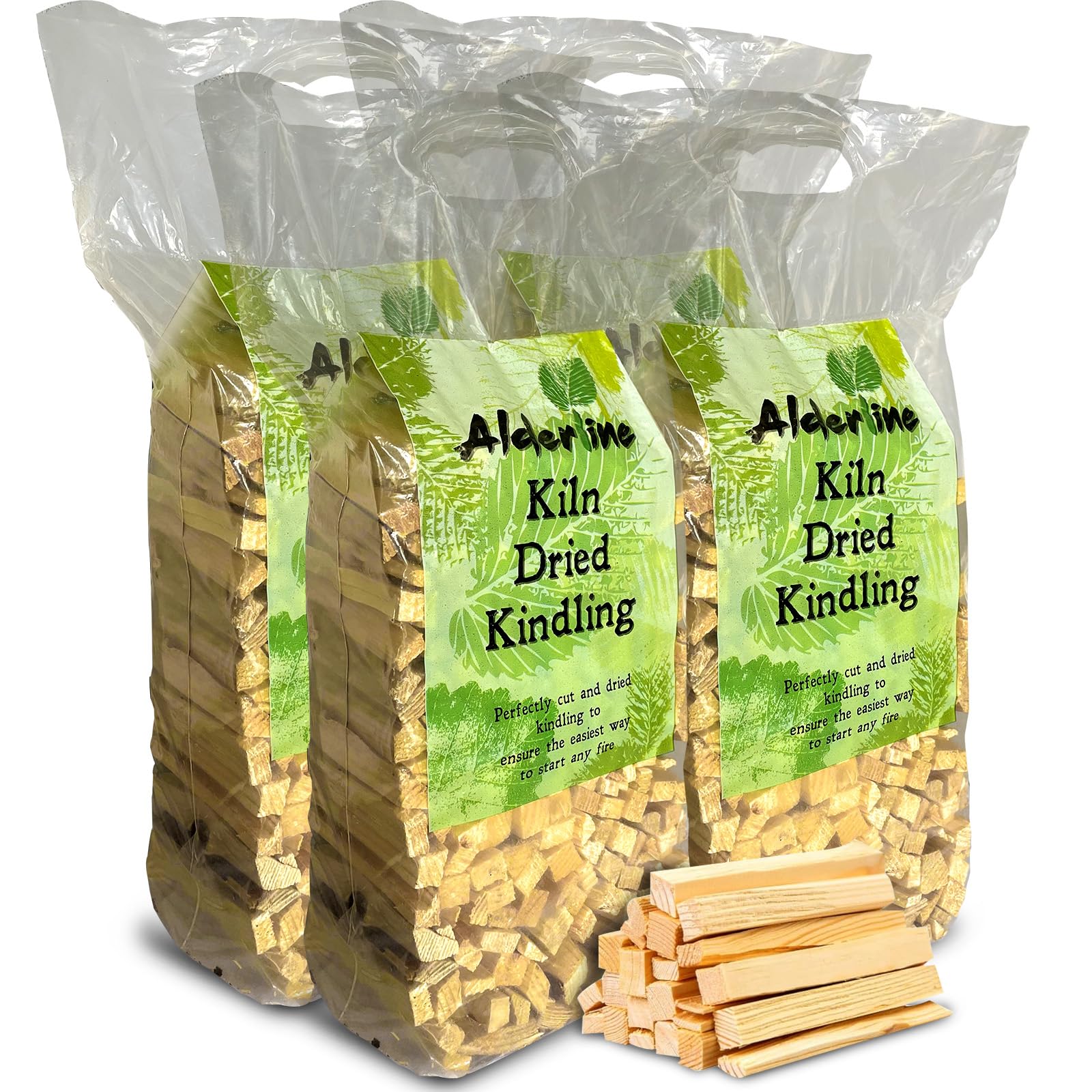 Alderline Light Premium Kindling Wood 3 Kg - Firewood Sticks For Effortless Ignition In Pizza Ovens, Log Burners, And Bbq Charcoal - Perfectly Packaged In Bag For Convenience And Low Smoke Emission (4 Bags)
