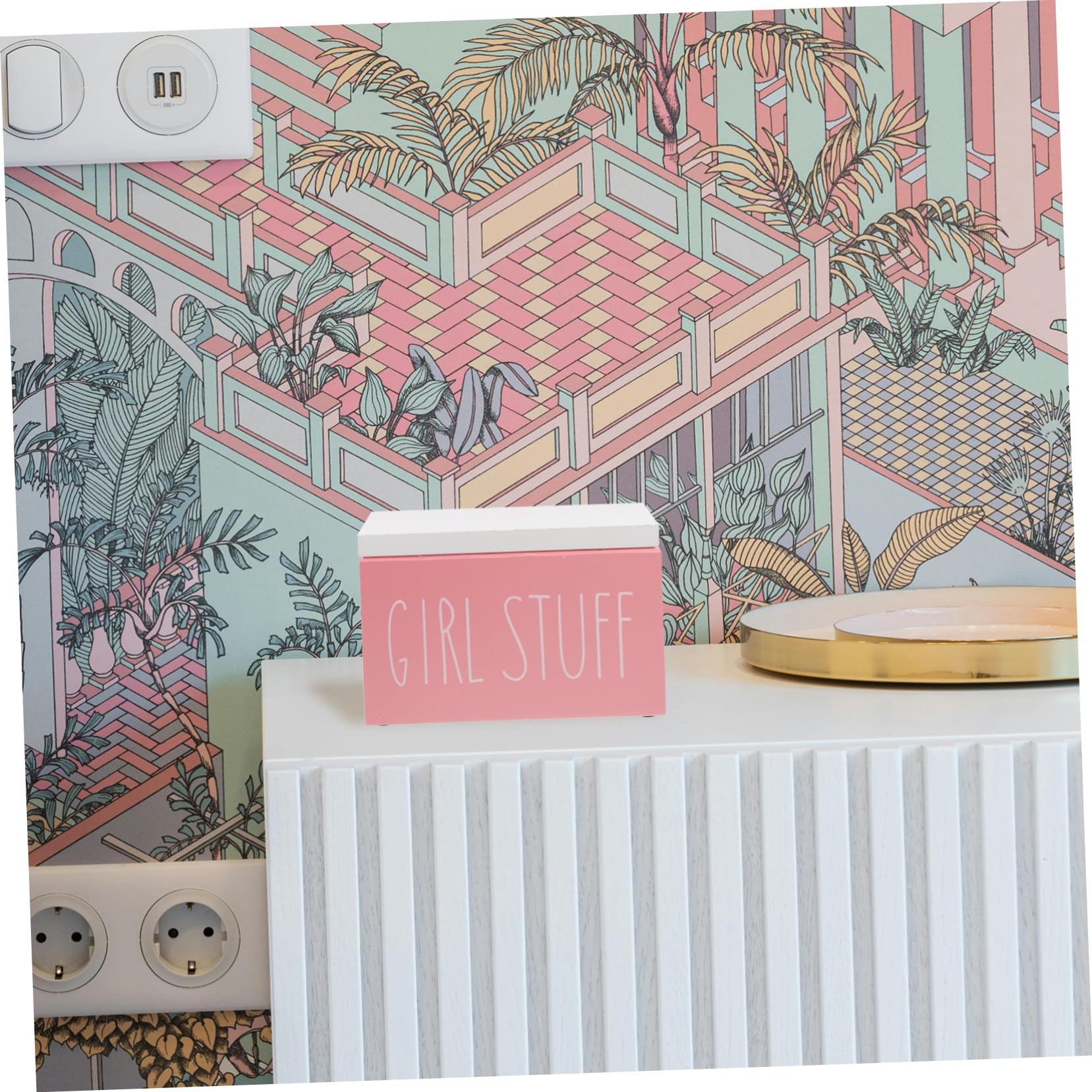 IMIKEYA Scatola organizer in legno per prodotti femminili con coperchio piccolo per il bagno supporto per impacchi e oggetti igienici organizzatore da scrivania