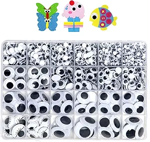 1210pcs Googly Wiggle Eyes Self Adhesive, for Craft Sticker Multi Sizes 4mm to 25mm for DIY by ZZYI