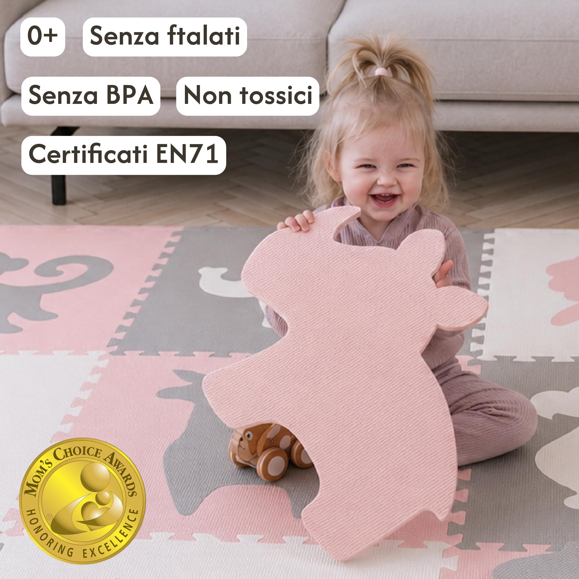 Elegante tappetino puzzle Africa, 180x180 cm, XXL 60x60 cm, 20% più spesso, morbido, privo di sostanze nocive, inodore, facile da pulire