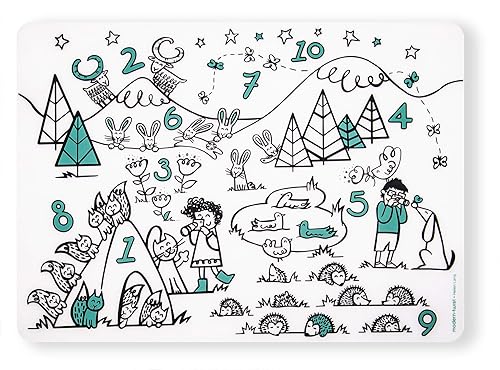 Individual de silicona de animales con alfabeto, para colorear, con 4 marcadores borrables modern-twist, Números