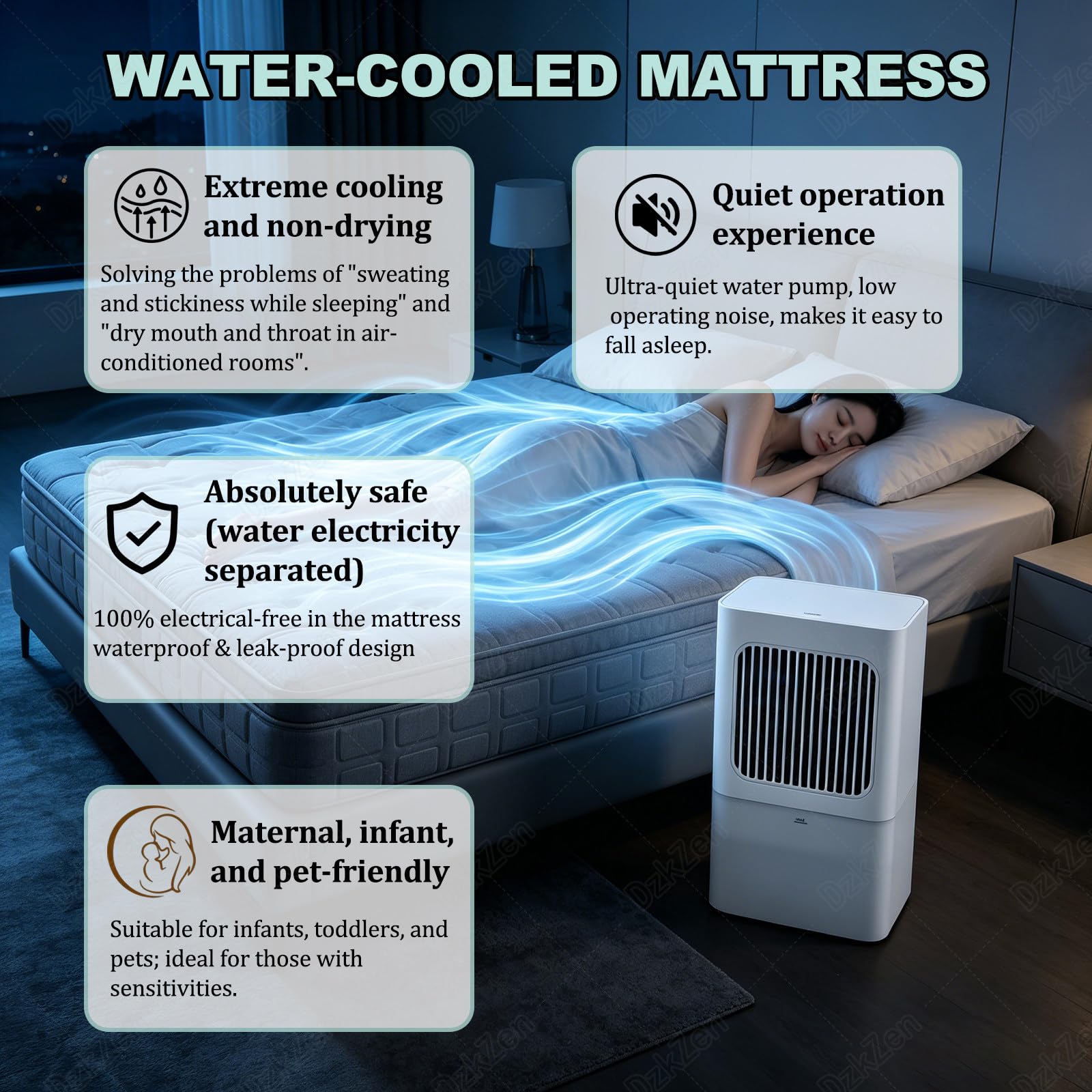 Almohadilla De Enfriamiento De ColchóN Inteligente, Enfriamiento De Agua De ColchóN Enfriado, para Hogar/Apartamento, Colchoneta De RefrigeracióN PortáTil 160cm*70cm
