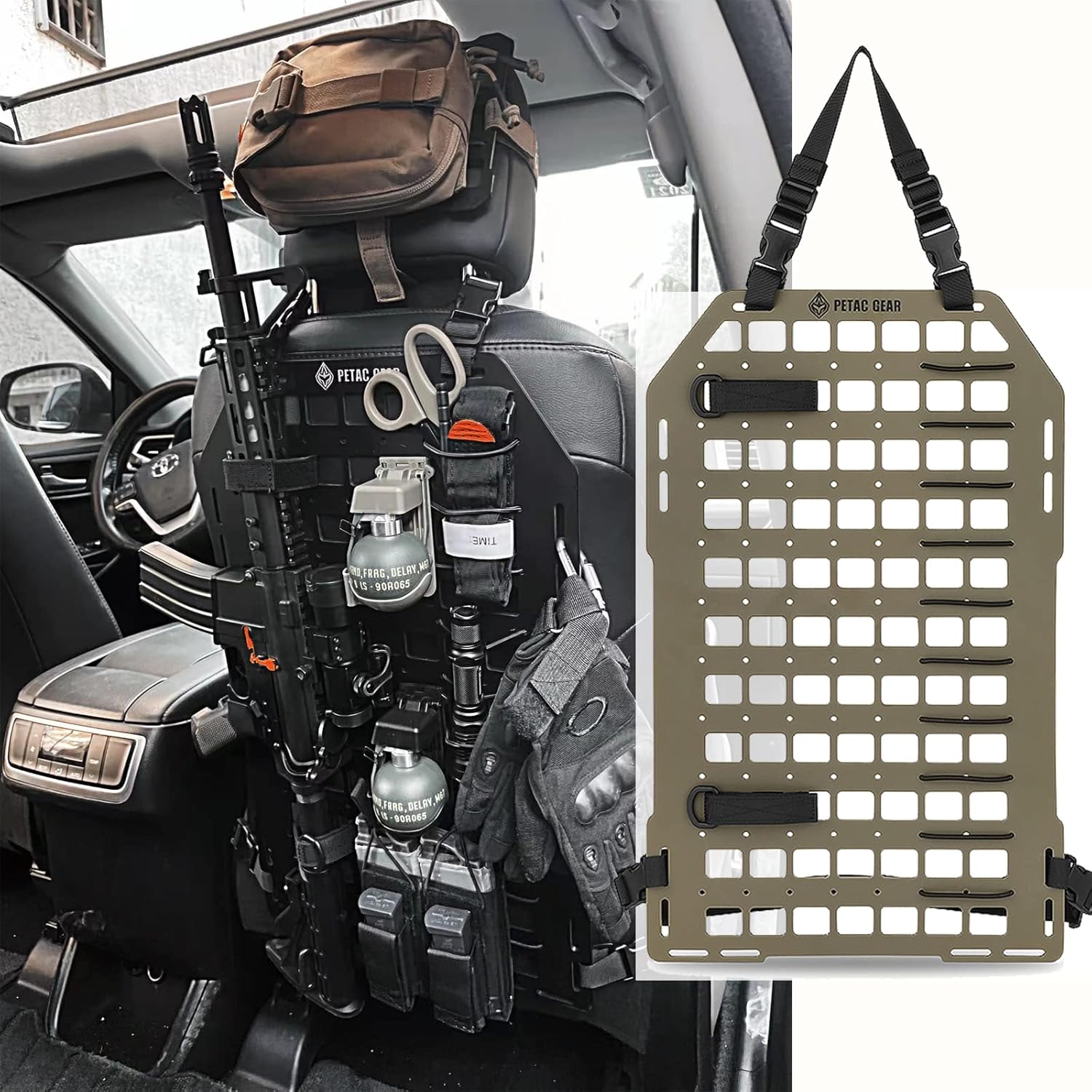 PETAC GEAR Tactical Car Seat Back Organizer | Rigid Molle Panels for Vehicles | Truck Mount Rack Panel for Tactical Gear Accessories. … Dark Earth-1 Count