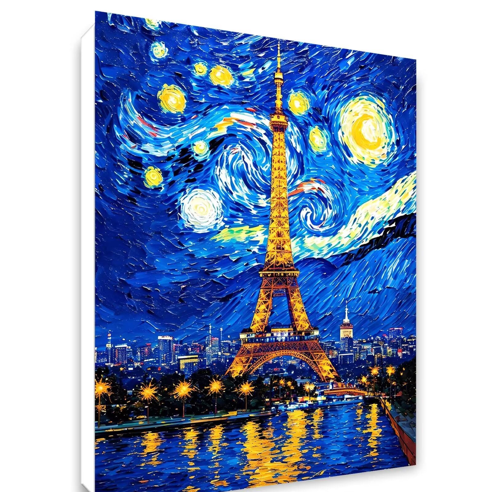 Ciel étoilé Peinture Numero Adulte, Avec Pinceau Acrylique 60x80cm j0-401 | Peinture par Numero Tour Eiffel, Activité Manuelle Adulte Débutants, Tableau Decoration Murale, Cadeau Femme, Sans Cadre