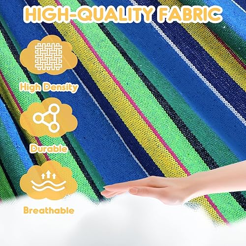 Miniatura 46 de Anyoo - Hamaca de algodón para jardín, con correas para colgar, hasta 660 libras, hamaca portátil con bolsa de viaje, perfecta para acampar al aire