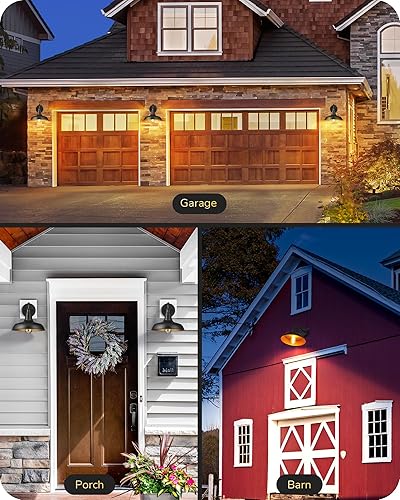 Miniatura 6 de EDISHINE Apliques de pared para exteriores del atardecer al amanecer, paquete de 2 lámparas de granero con cuello de cisne para exteriores, color