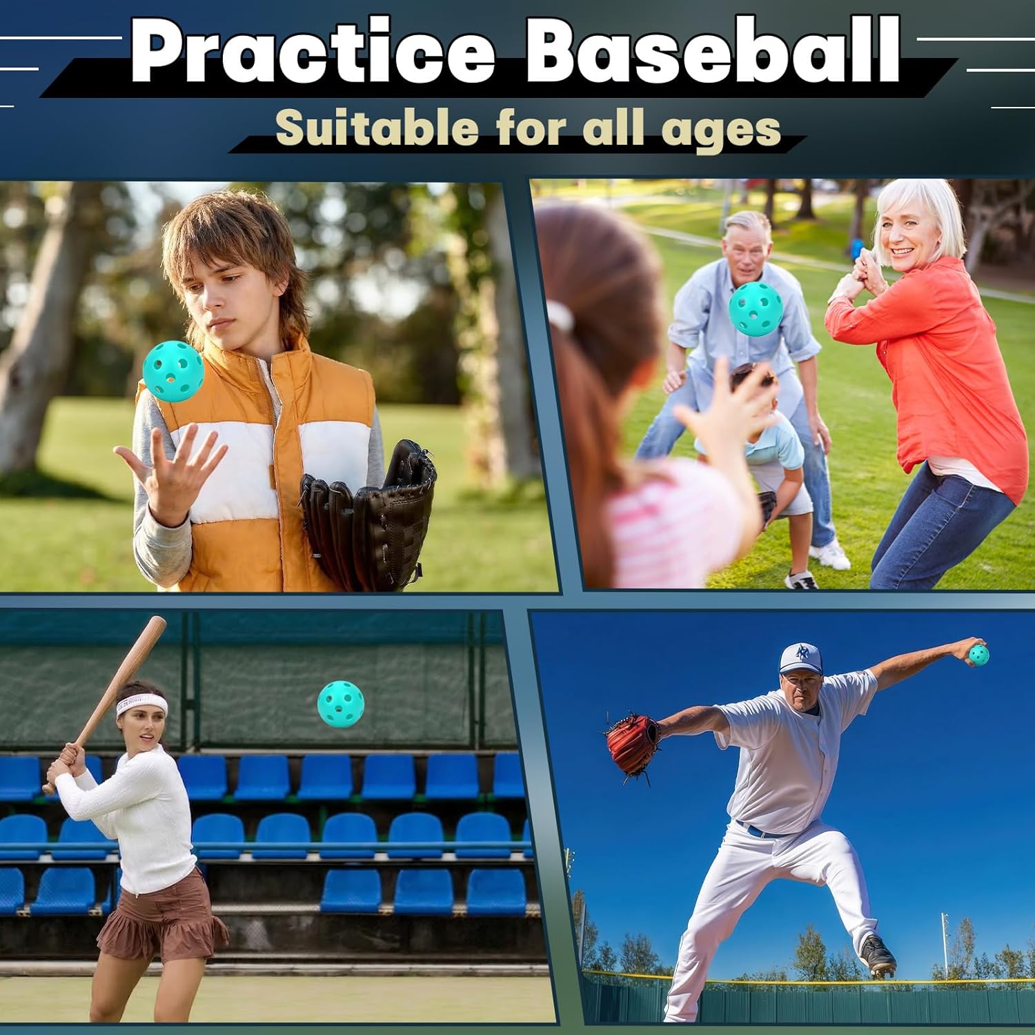 Mototo 12/30/60 Practice Baseballs for Hitting, 2.8 Inch Plastic Soft Baseballs for Practice Lightweight Soft Ball Hollow Training Softball for Sport Pitching Batting