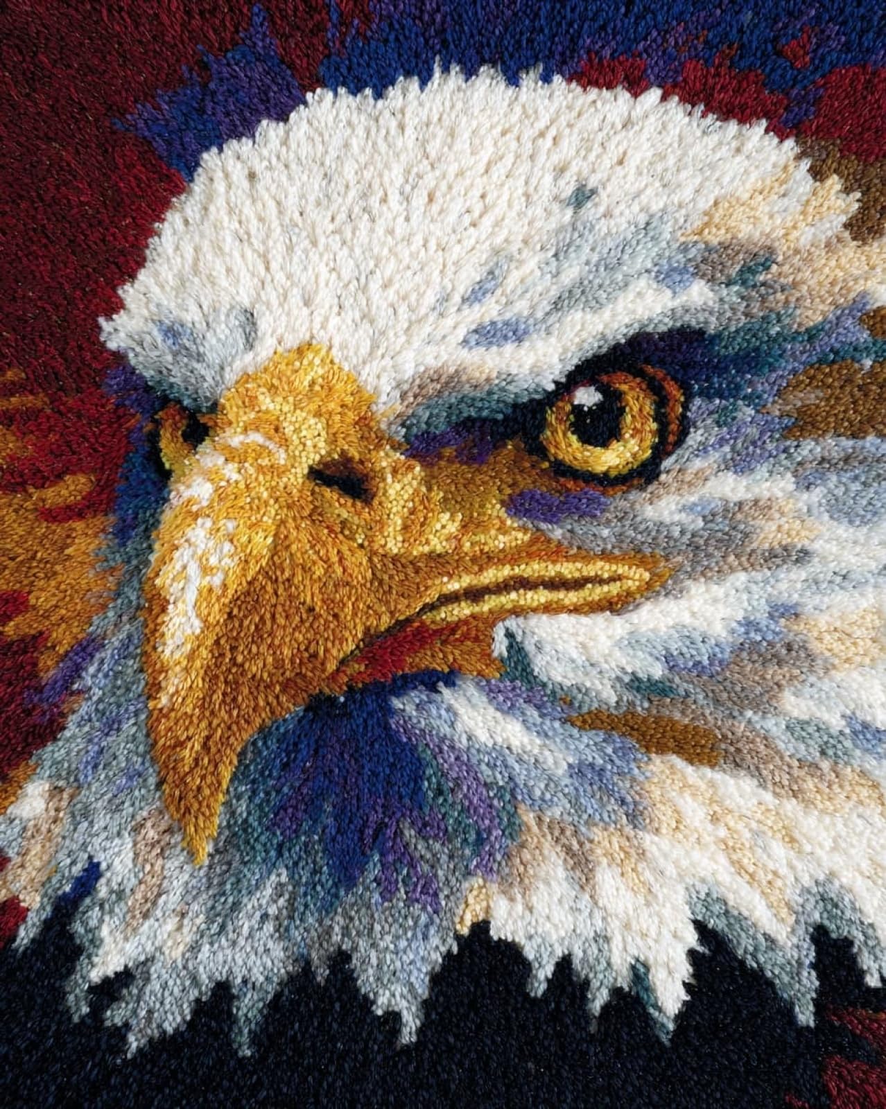 Wallphantom Rug Making Kit for Adults Beginners,Bald Eagle,Latch Hook Cushion Kits,Carpet Embroidery Needlework Crocheting,Tapestry for Home Decoration,80x115cm