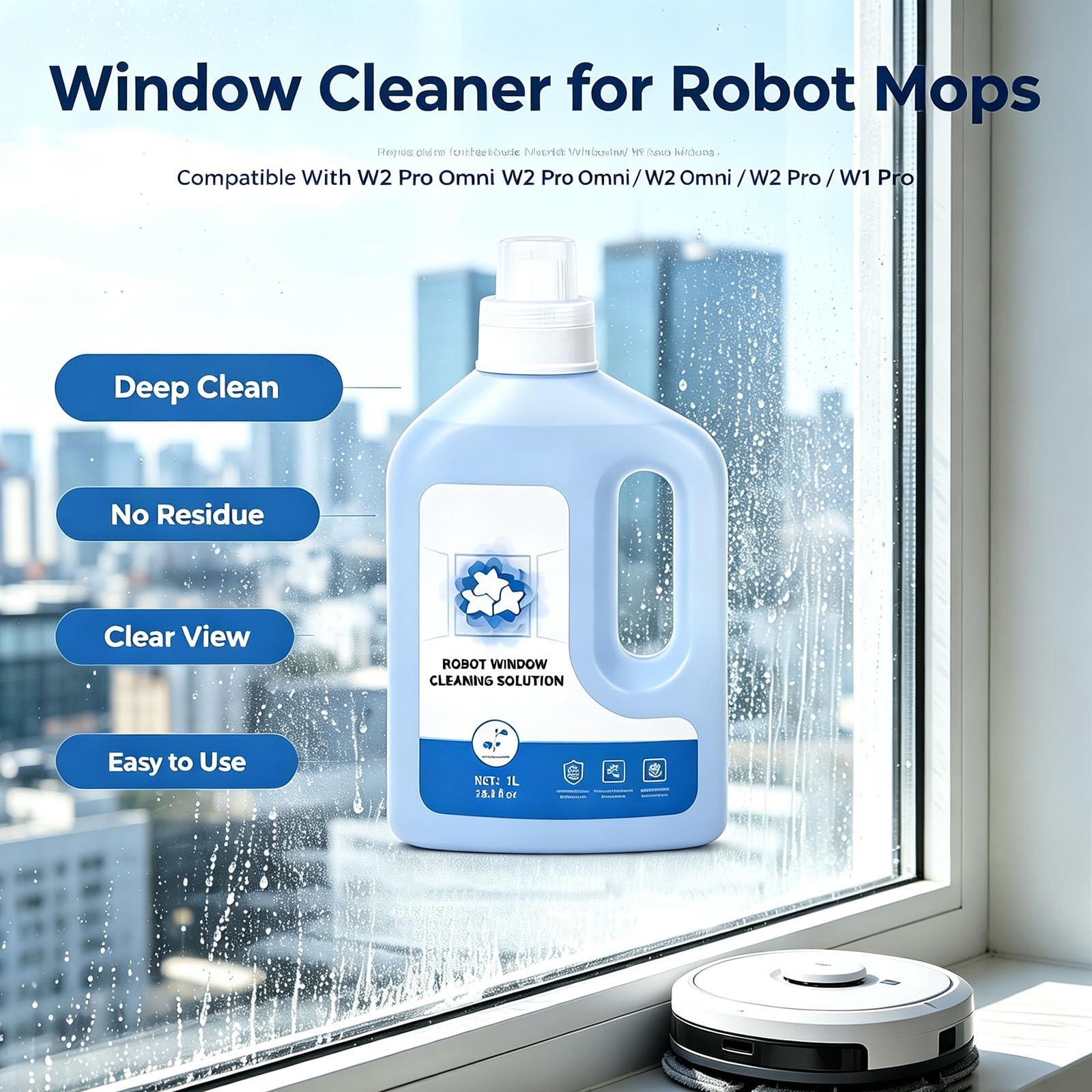 Líquido limpiador para cristales compatible con ECOVACS Winbot W1 W2 Pro Mini Omni