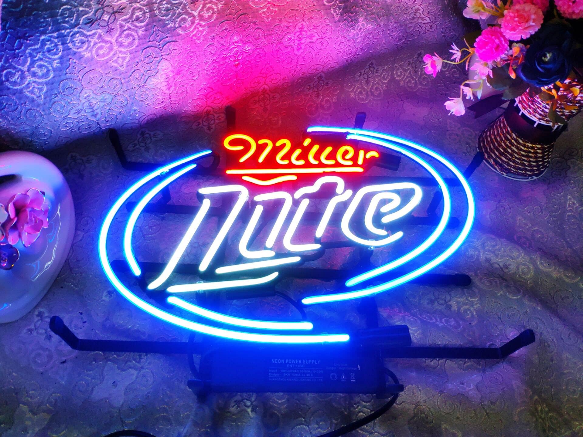 FINEON ML Real Glass Neon Signs 17”×13” bar Signs for Home Bedroom Garage Neon Decor Wall Window Neon Lights, Striking Neon Lights for Bar Pub Game Room